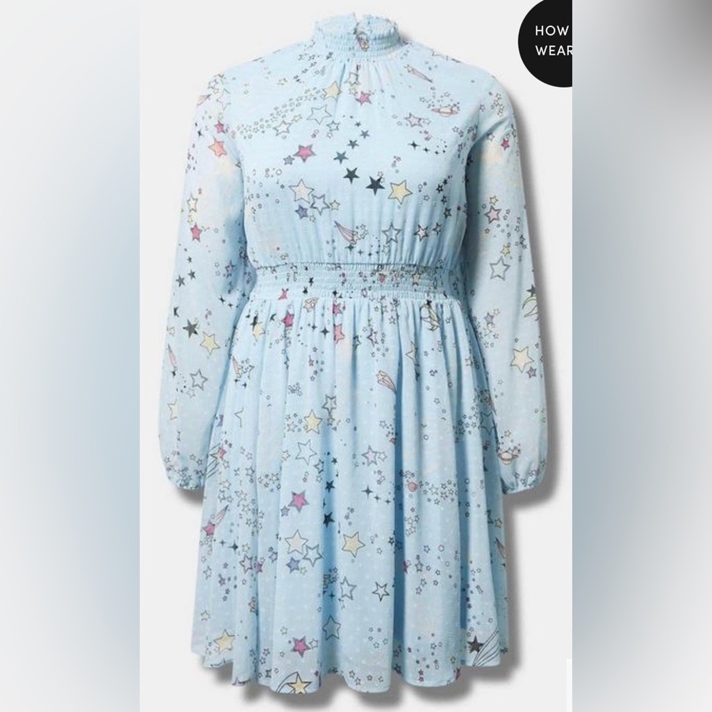 Torrid 3x Brand New Soft Blue Star Print Dress